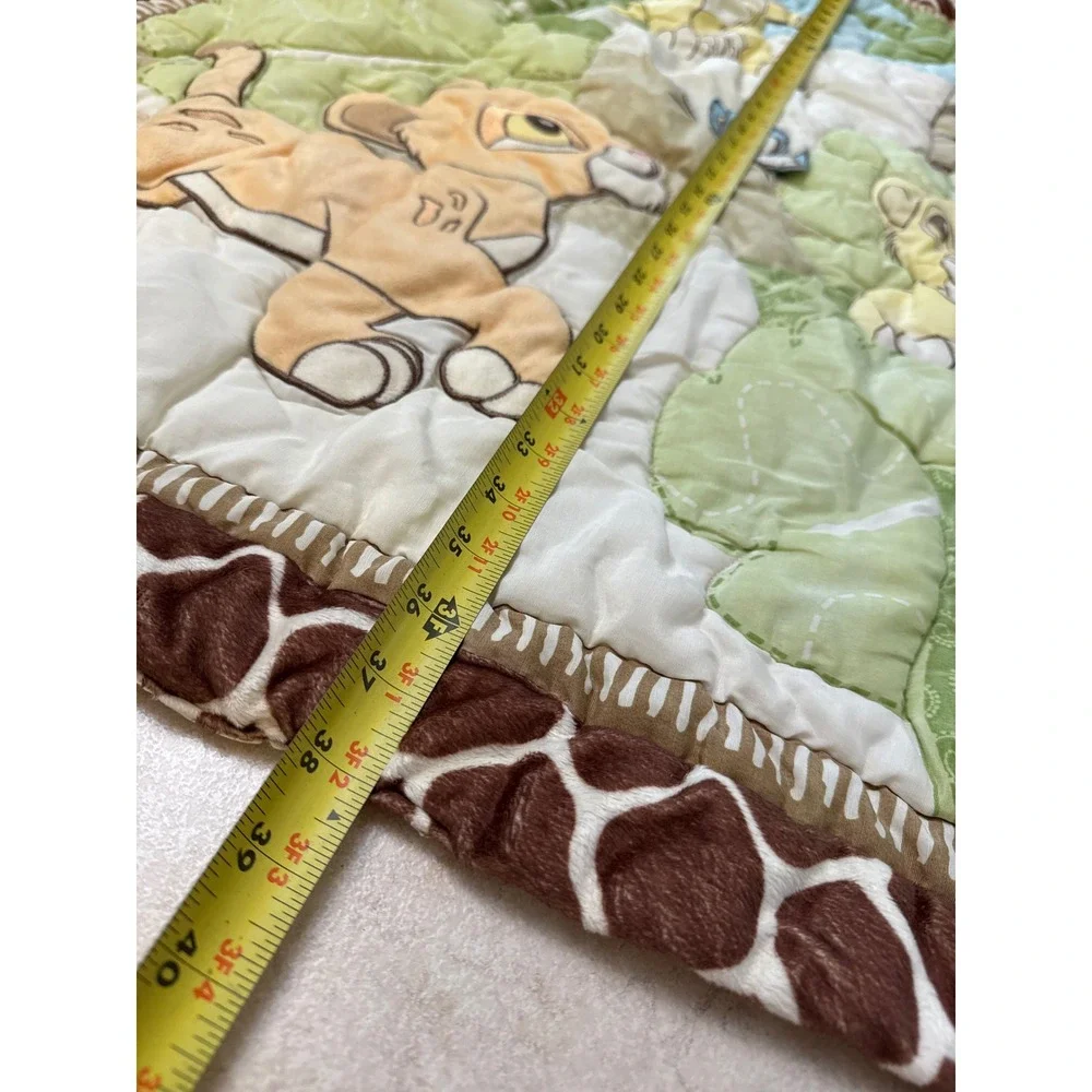 Disney Lion King Simba Jungle Safari Baby Quilt Blanket Applique Green Brown